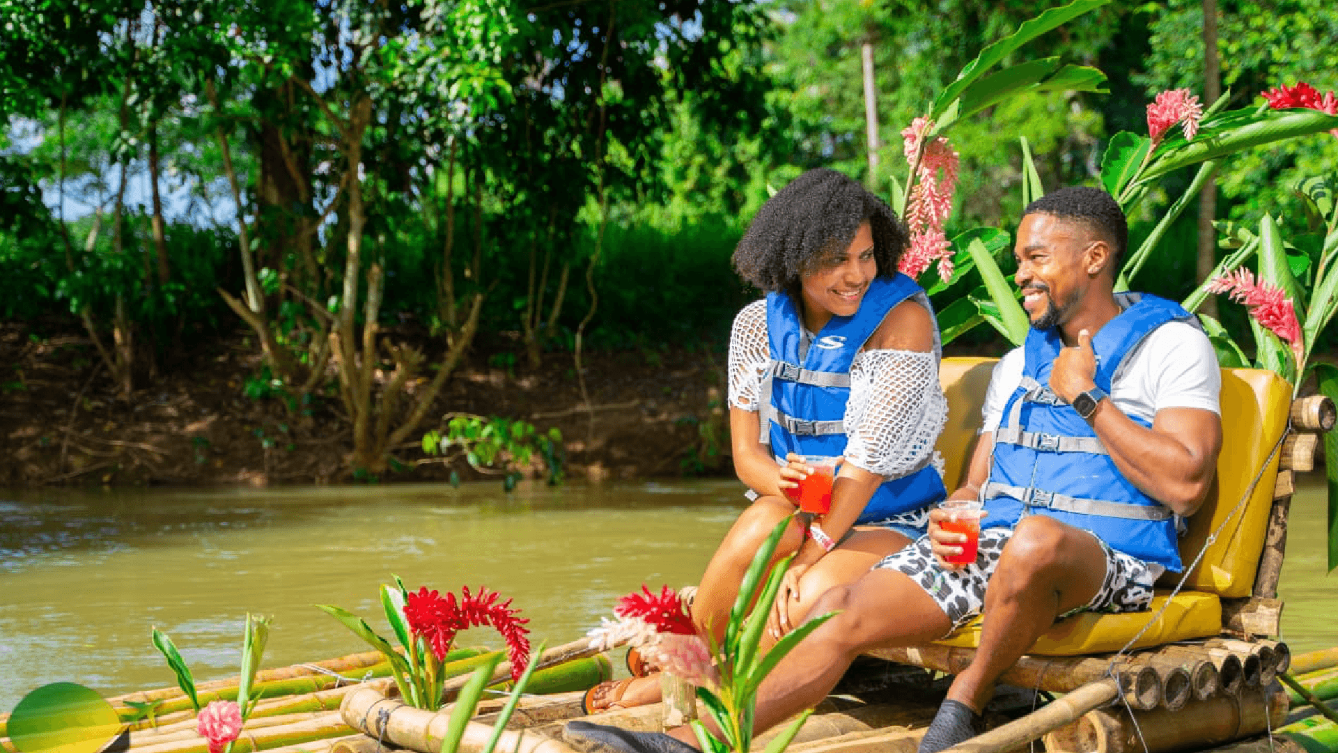 Couple enjoying their honeymoon in Jamaica