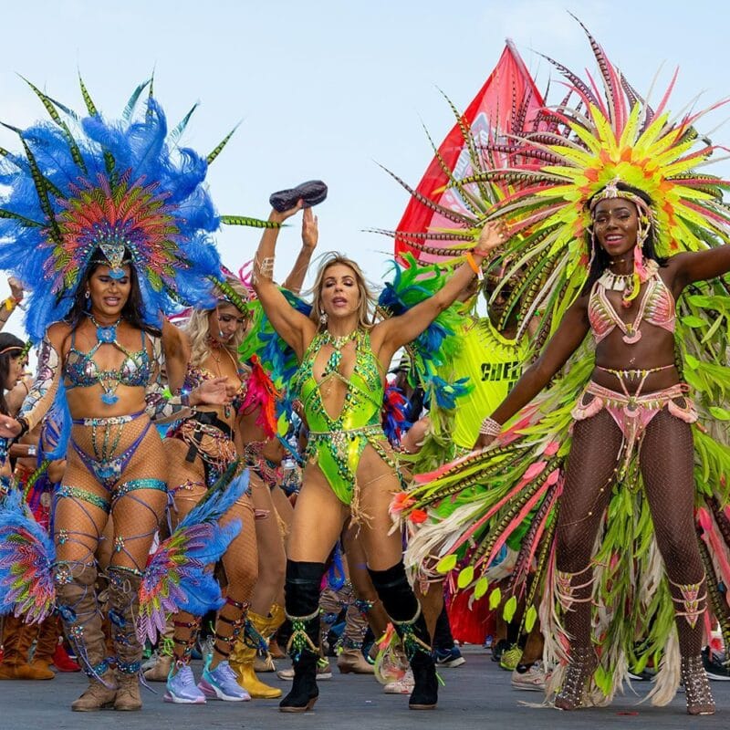 People celebrating Jamaican carnival