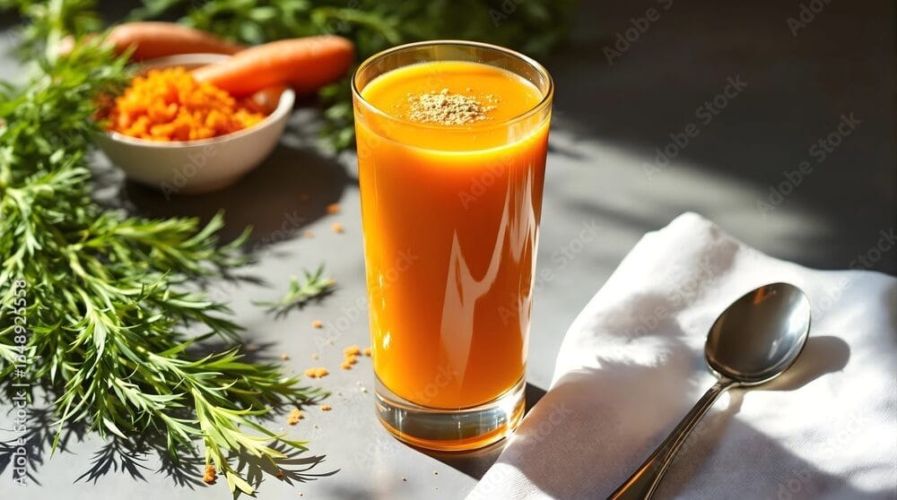 Creamy Jamaican carrot juice with nutmeg and condensed milk is a refreshing favorite of Jamaican recipes